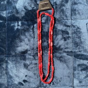 Red Stone Beaded Layering Necklace 301